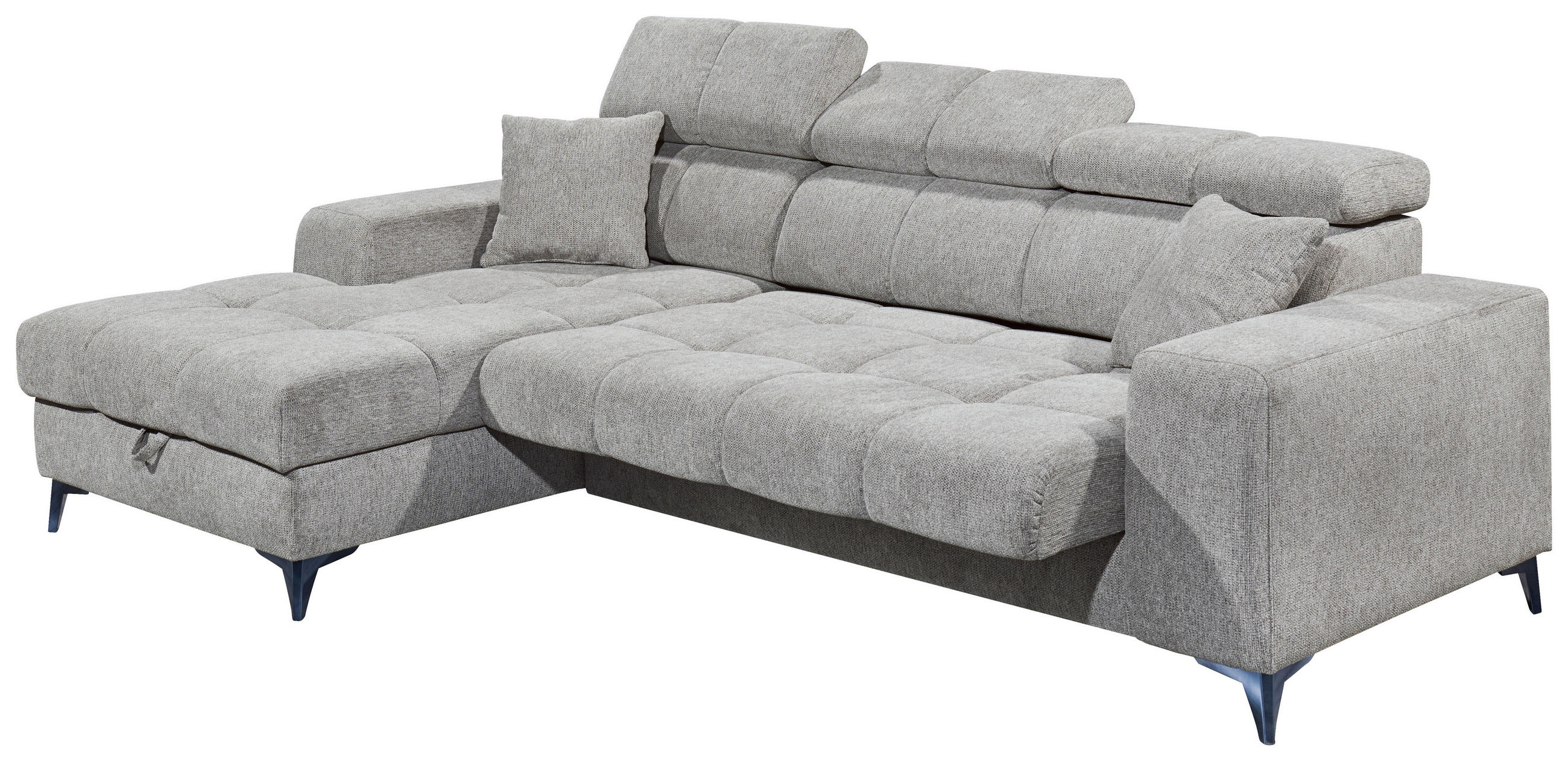 ECKSOFA Hellgrau Chenille  - Hellgrau/Schwarz, KONVENTIONELL, Kunststoff/Textil (172/268cm) - Carryhome