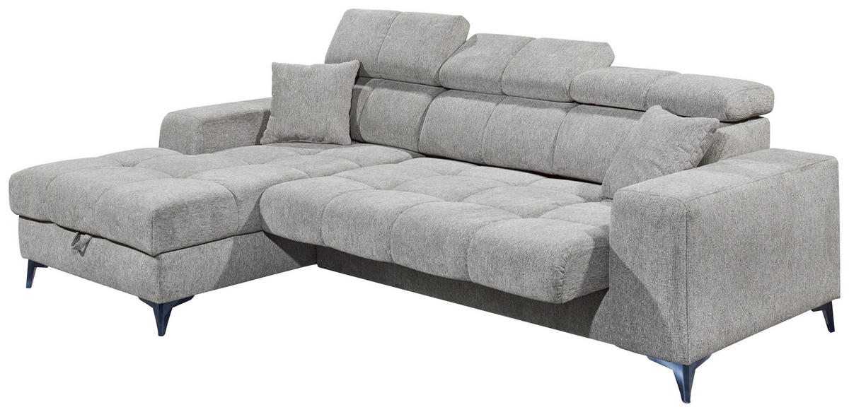 ECKSOFA Hellgrau Chenille  - Hellgrau/Schwarz, KONVENTIONELL, Kunststoff/Textil (172/268cm) - Carryhome