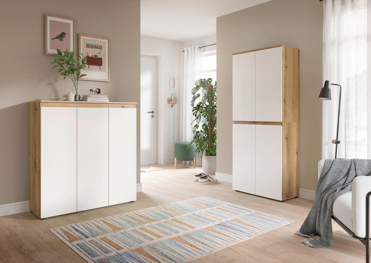 GARDEROBENSCHRANK  in 190/175/37 cm  - Eichefarben/Schwarz, Design, Holzwerkstoff/Kunststoff (190/175/37cm) - Livetastic