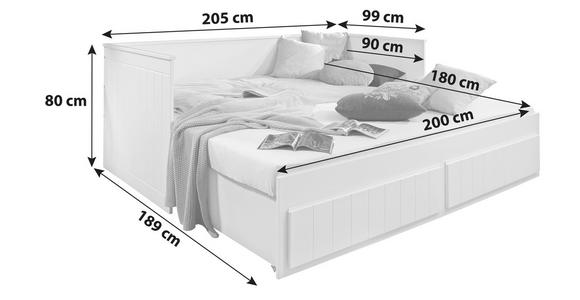 AUSZIEHBETT 180/200 cm  in Weiß  - Weiß, KONVENTIONELL, Holz/Holzwerkstoff (180/200cm) - Carryhome