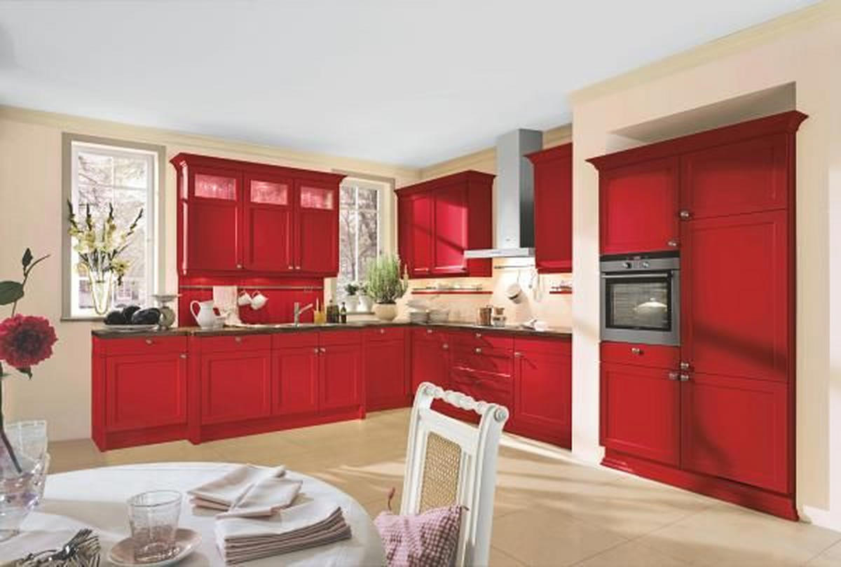 KUHINJA PO MERI - rdeča, Trendi, les - Moderano