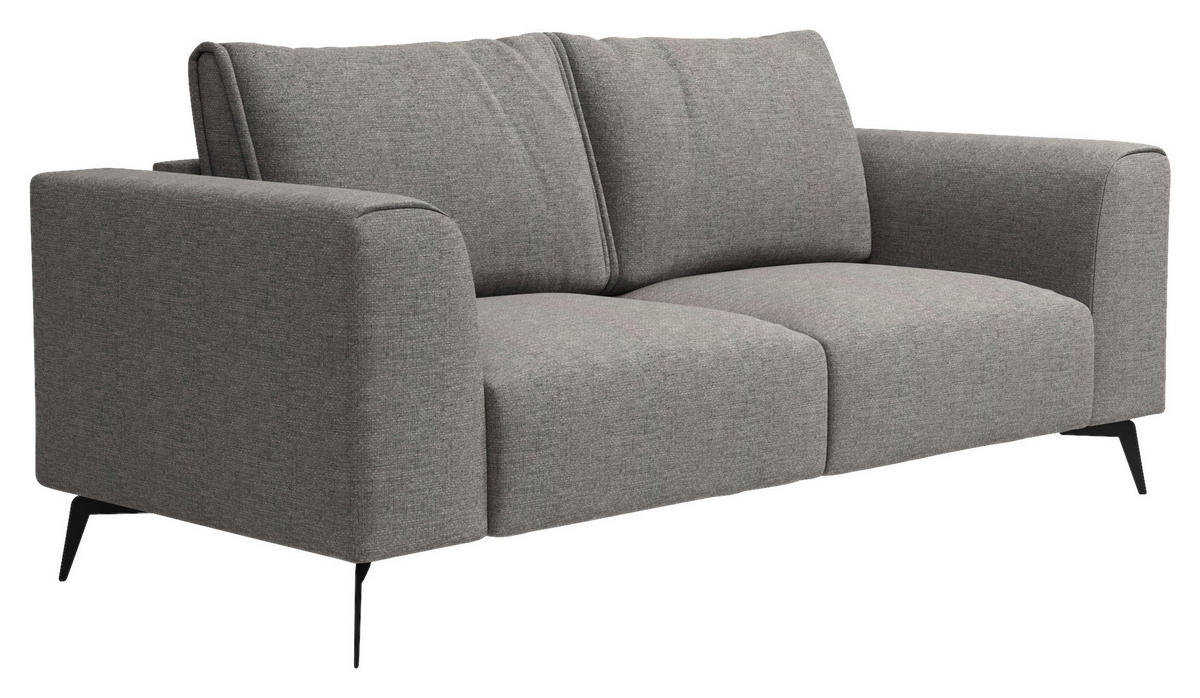 2-SITZER-SOFA in beflockt Dunkelgrau  - Dunkelgrau/Schwarz, Design, Holz/Textil (186/88/90cm) - MID.YOU