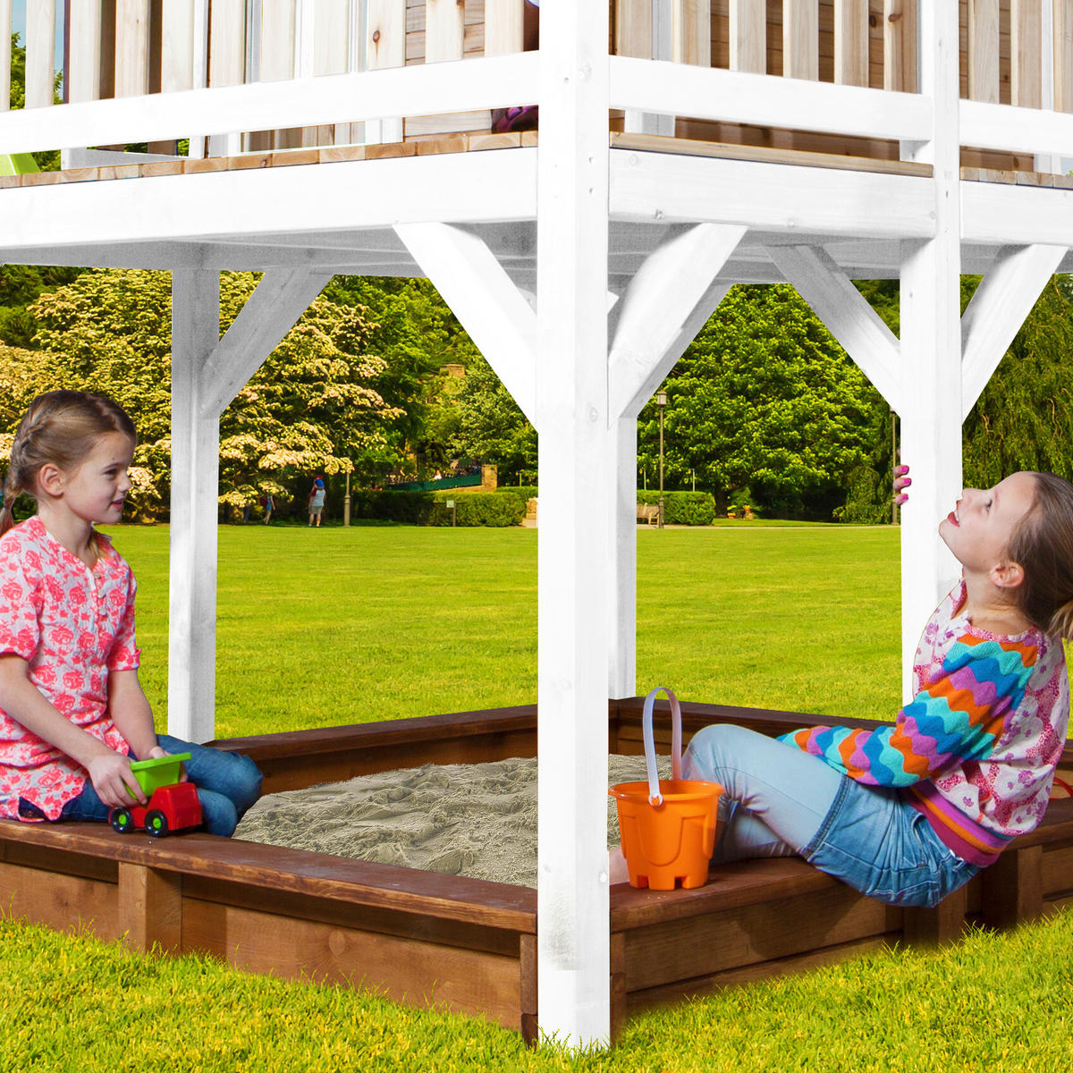 SPIELTURM 377/291/255 cm  - Rot/Braun, KONVENTIONELL, Holz (377/291/255cm) - Ambia Garden