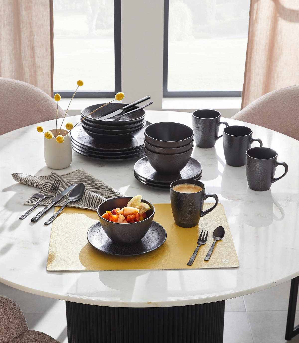 KOMBISERVICE Schwarz 20-teilig  - Schwarz, Design, Keramik - Ritzenhoff Breker