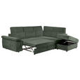 ECKSOFA Dunkelgrün Flachgewebe  inkl. Bettkasten, Schlaffunktion, Rücken echt, Liegefläche im Originalstoff  - Dunkelgrün/Schwarz, KONVENTIONELL, Kunststoff/Textil (280/235cm) - Carryhome