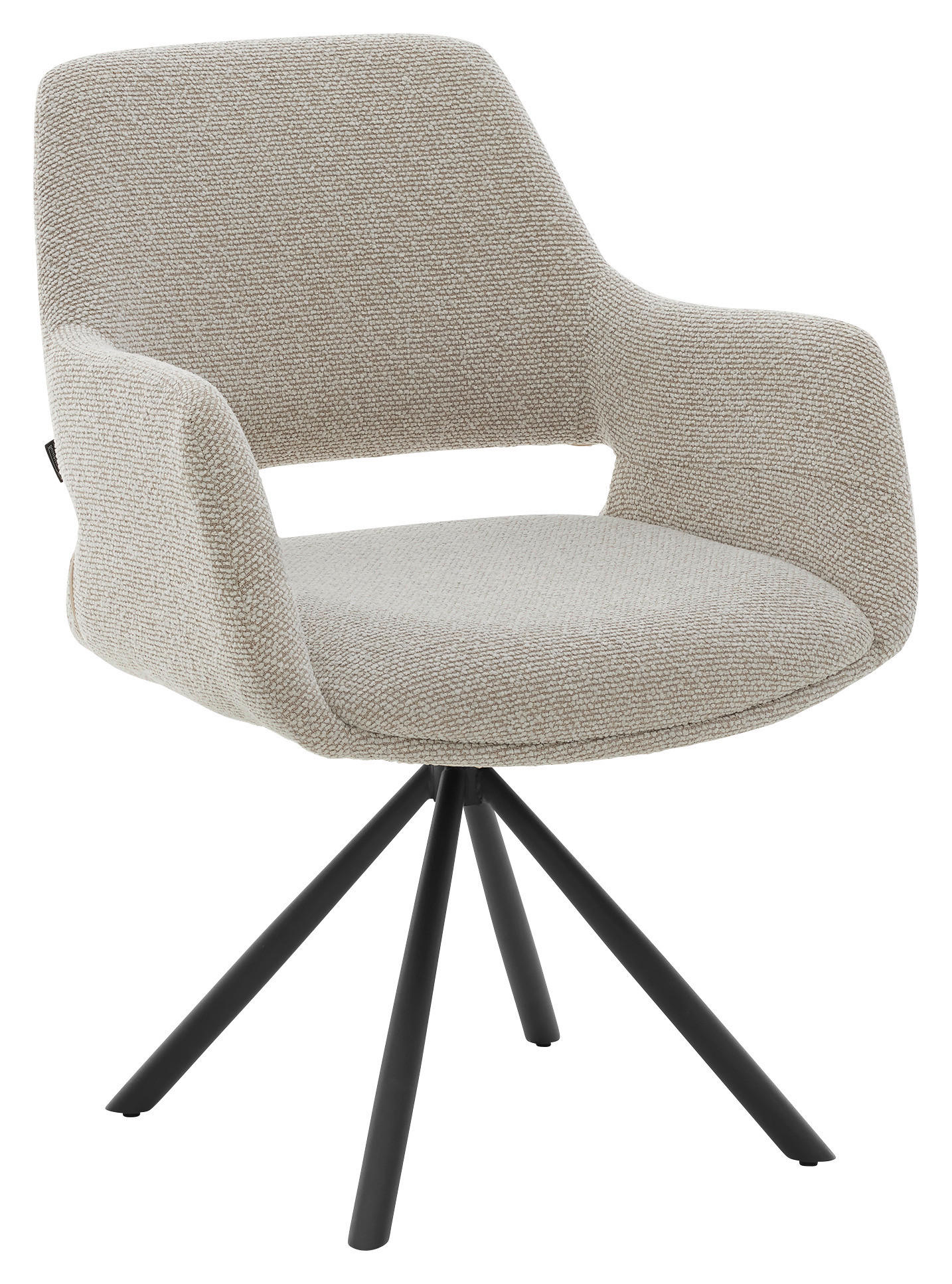 ARMLEHNSTUHL  Stoffauswahl, Sitzfläche 180° drehbar, automatische Rückholfunktion Bouclé  - Beige/Schwarz, Design, Textil/Metall (62/83/62cm) - Musterring