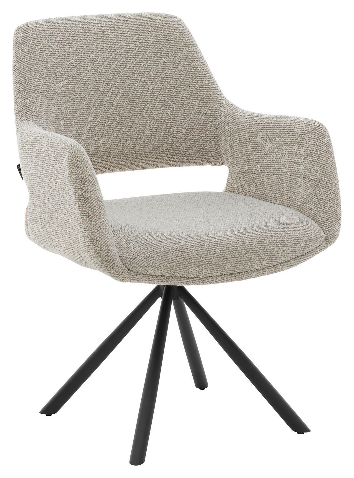 ARMLEHNSTUHL  Stoffauswahl, Sitzfläche 180° drehbar, automatische Rückholfunktion Bouclé  - Beige/Schwarz, Design, Textil/Metall (62/83/62cm) - Musterring