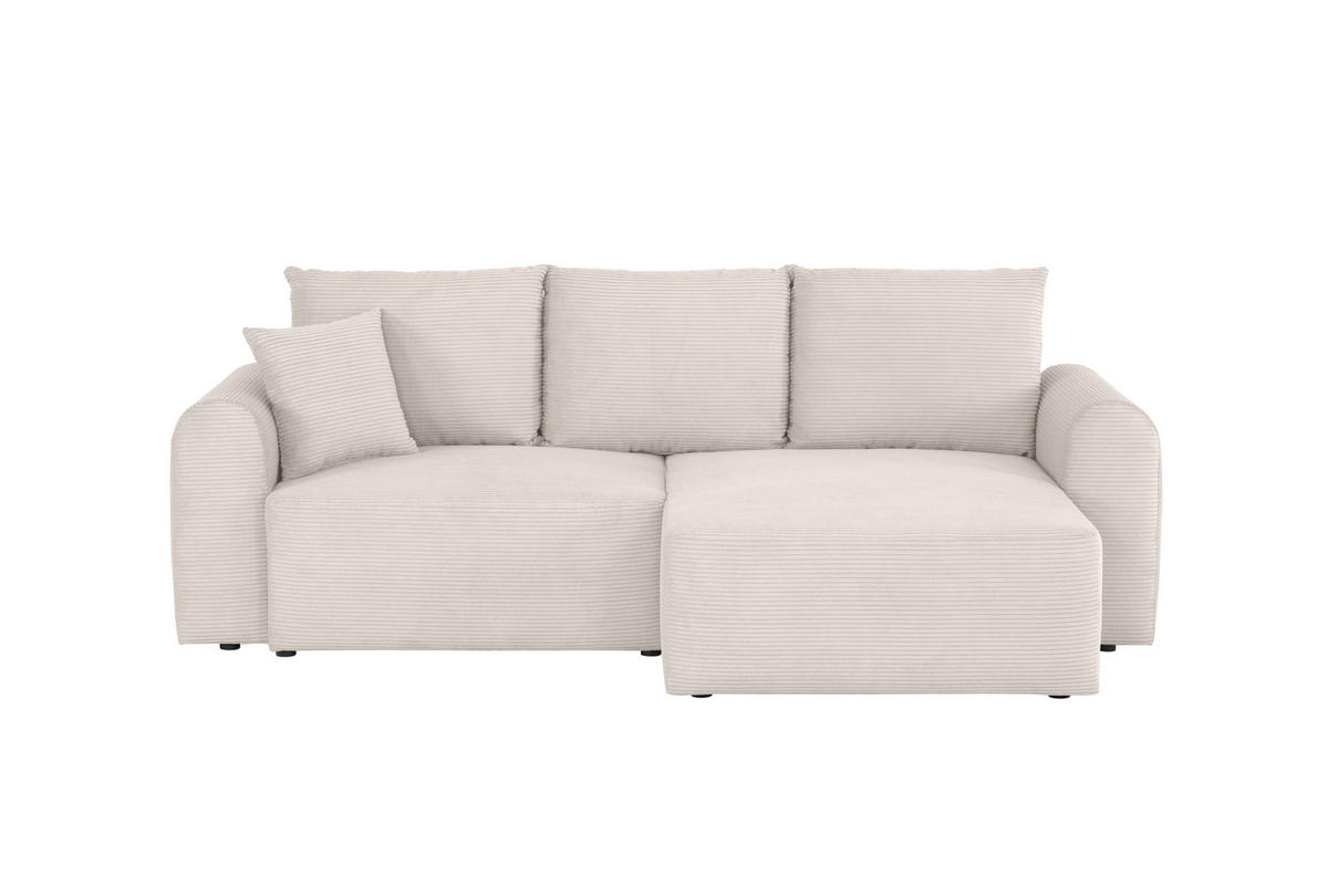 ECKSOFA Weiß Cord  - Weiß, Design, Textil (250/151cm) - MID.YOU