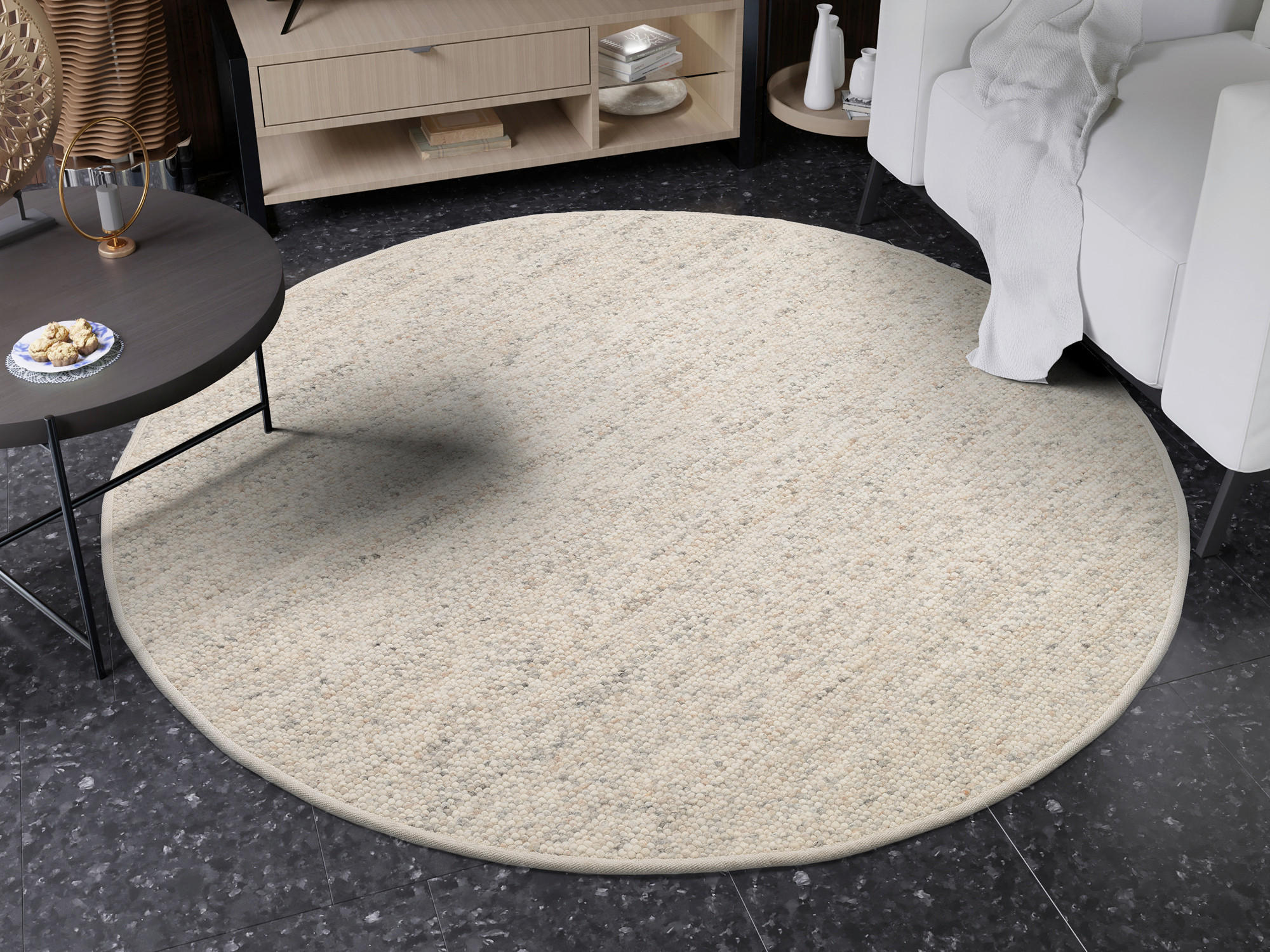 HANDWEBTEPPICH 150/150 cm Helsinki Beige  - Beige, Basics, Textil (150/150cm) - Linea Natura