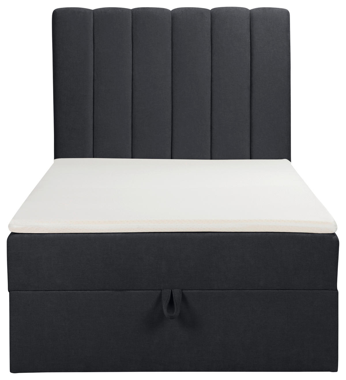 BOXBETT 100/200 cm,  in Anthrazit, Matratze, gepolstertes Kopfteil, Bettkasten, Topper, H3 = fest  - Anthrazit/Schwarz, Basics, Kunststoff/Textil (100/200cm) - Chameo