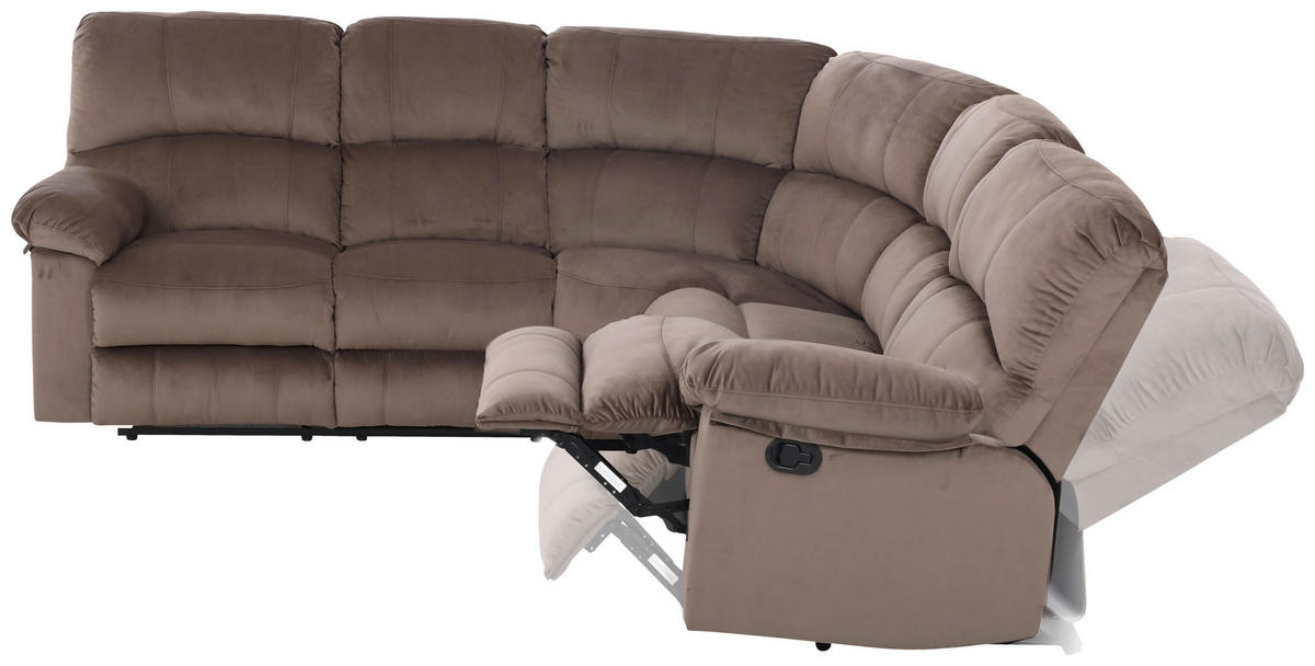ECKSOFA Eckteil  Braun Samt  - Schwarz/Braun, KONVENTIONELL, Kunststoff/Textil (253/100/253cm) - P & B