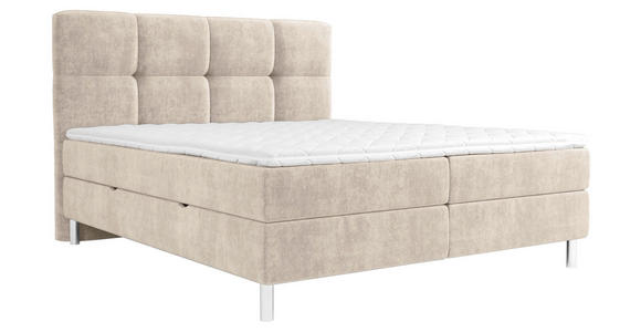 BOXBETT 180/200 cm in Beige - Chromfarben/Beige, Design, Holz/Holzwerkstoff (180/200cm) - Esposa