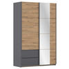 SCHWEBETÜRENSCHRANK in Grau, Eiche Artisan  - Eiche Artisan/Grau, Modern, Holzwerkstoff (131/210/59cm) - Rauch Möbel