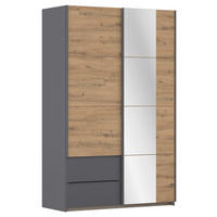 SCHWEBETÜRENSCHRANK in Grau, Eiche Artisan  - Eiche Artisan/Grau, Modern, Holzwerkstoff (131/210/59cm) - Rauch Möbel