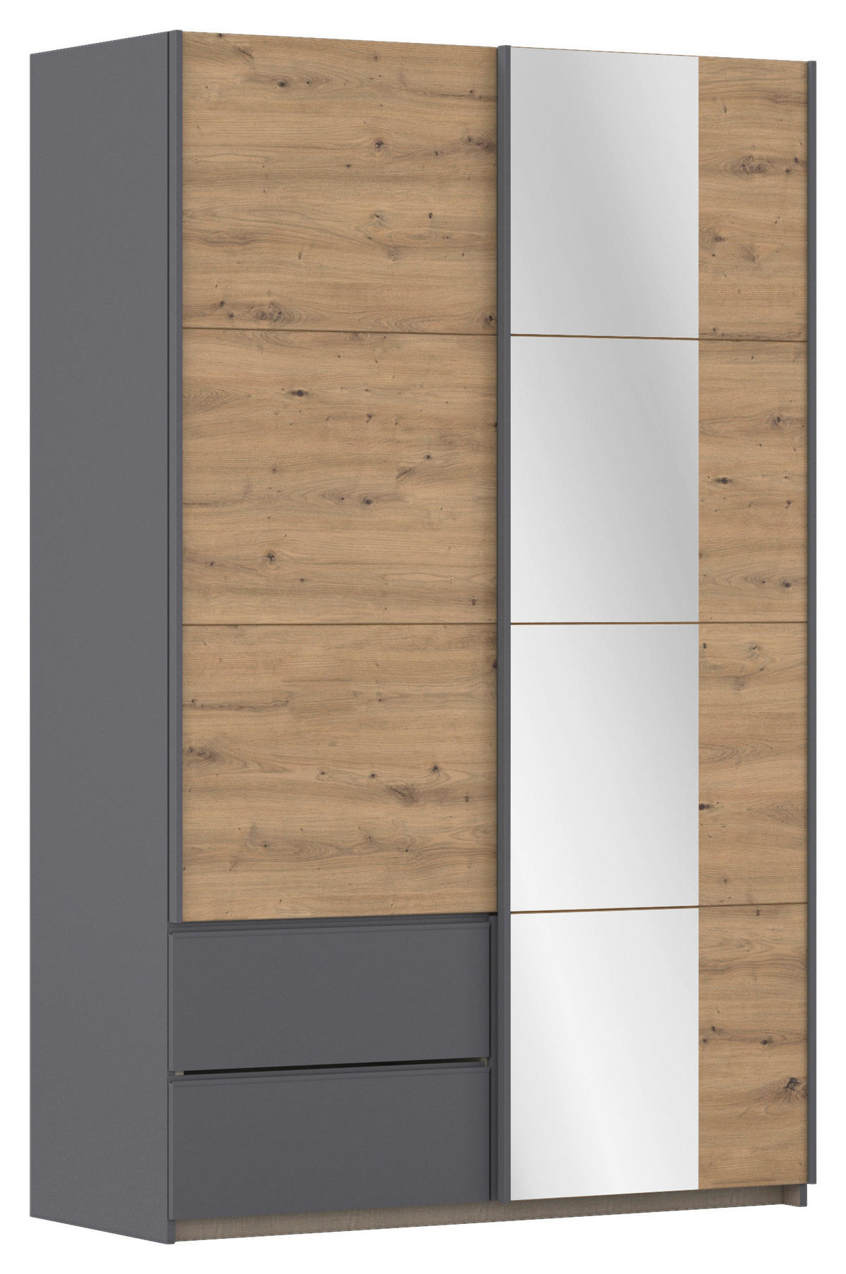 SCHWEBETÜRENSCHRANK in Grau, Eiche Artisan  - Eiche Artisan/Grau, Modern, Holzwerkstoff (131/210/59cm) - Rauch Möbel