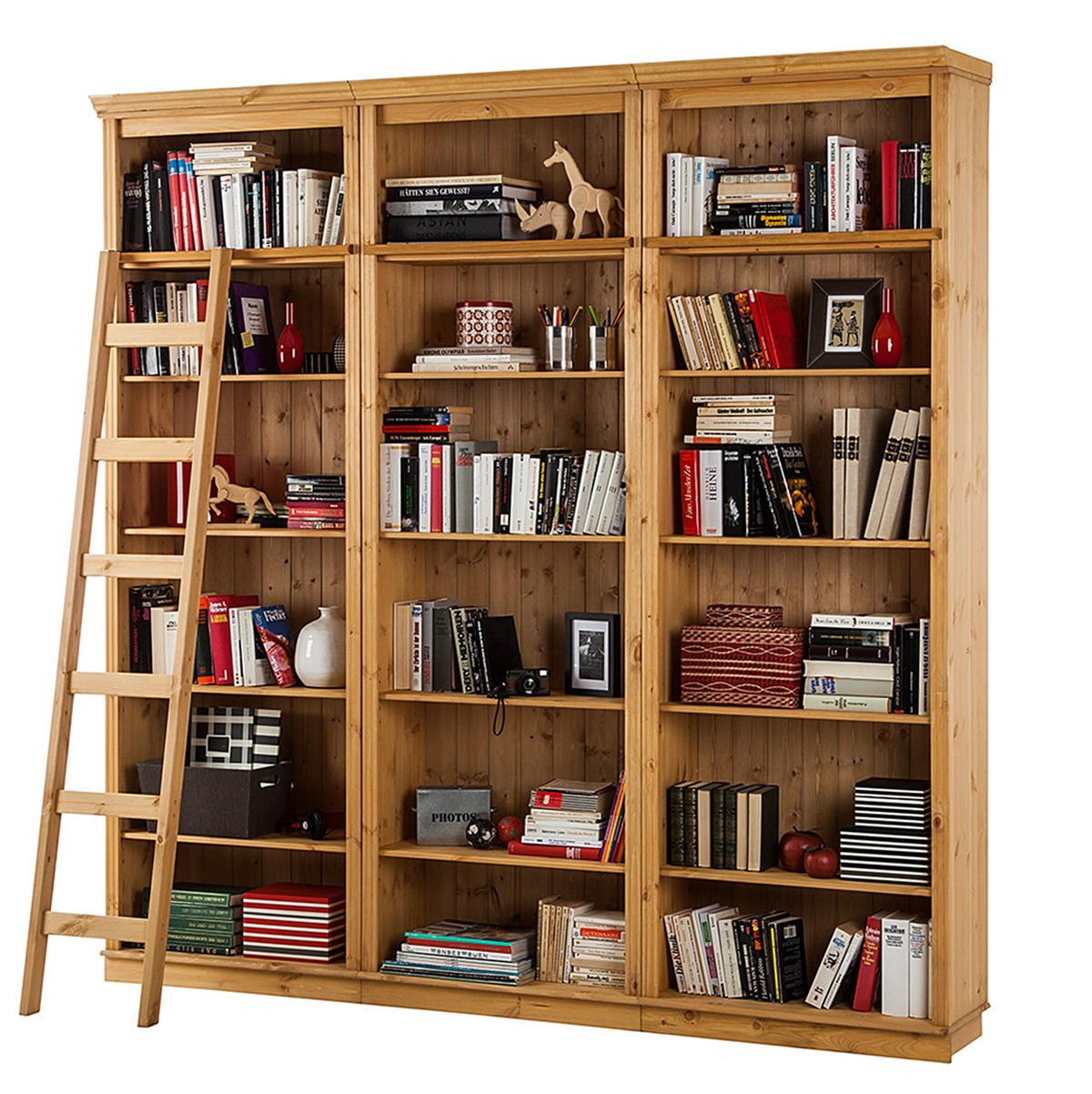 KNIHOVNA, barvy borovice, borovice, 223/222/34 cm - barvy borovice, Design, dřevo (223/222/34cm) - MID.YOU