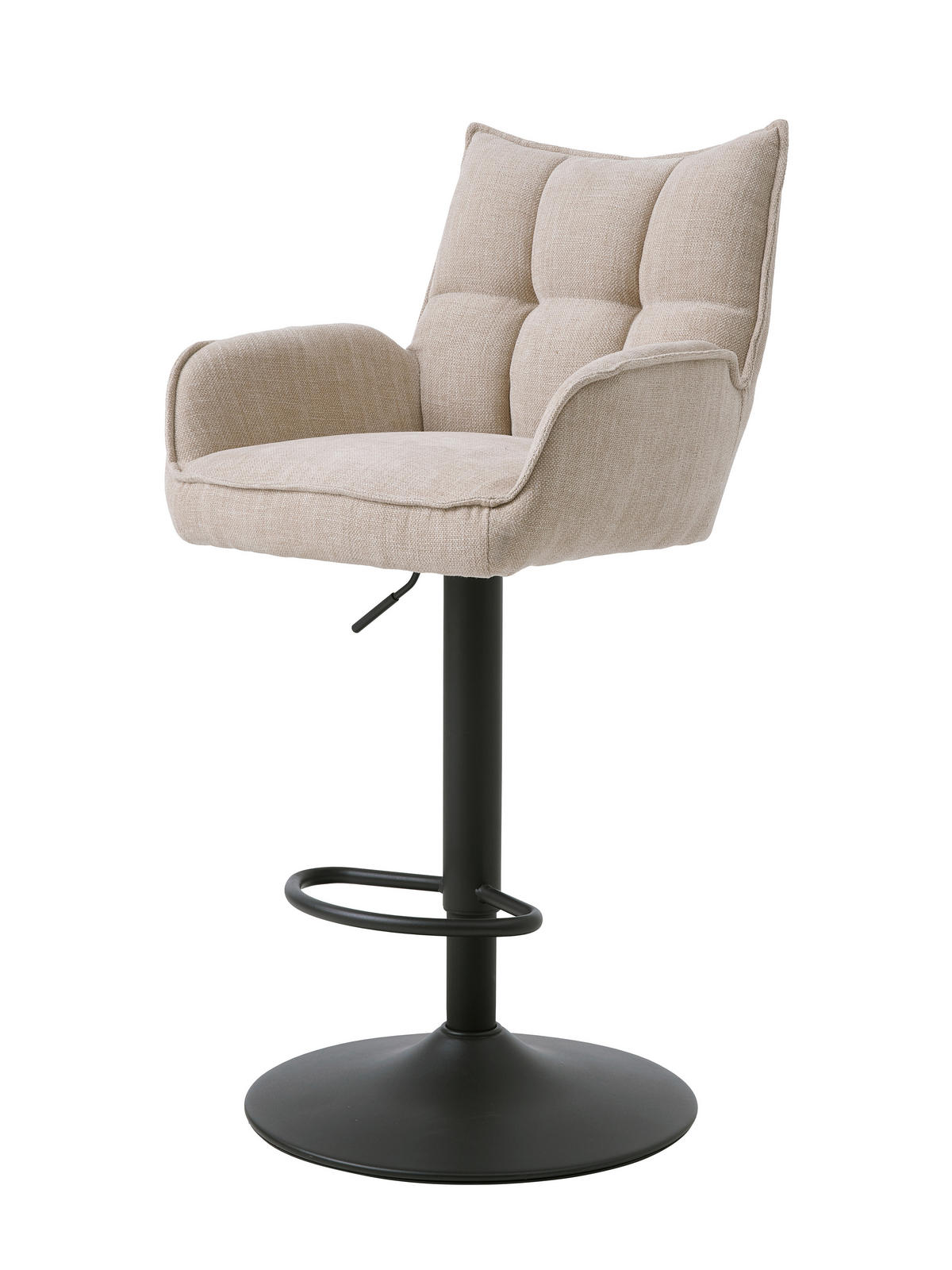 BARHOCKER-SET Creme, Beige Sitzfläche 360° drehbar, gepolsterte Armlehnen  - Beige/Creme, MODERN, Textil/Metall (52/98,5-113,5/53cm) - Livetastic