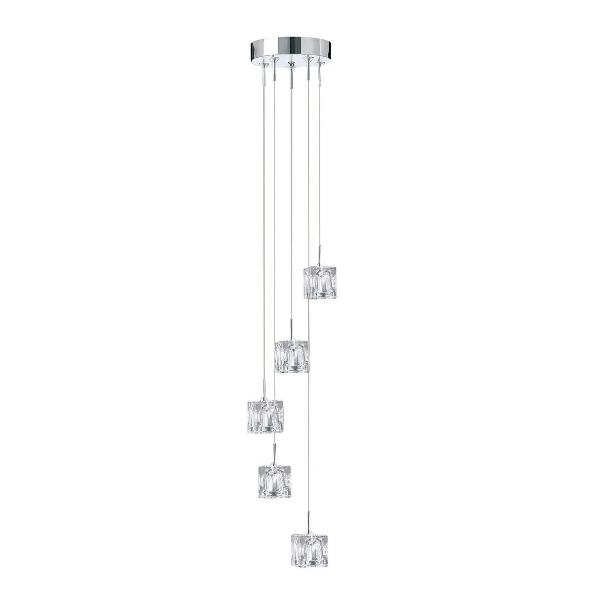 LED-HÄNGELEUCHTE Ice Cube 18/116 cm   - Chromfarben, Design, Glas/Metall (18/116cm) - Searchlight