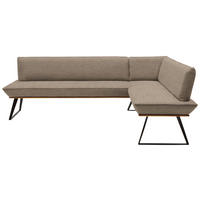 ECKBANK 223/163 cm Webstoff Schwarz, Eichefarben, Hellgrau Eiche massiv Metall   - Eichefarben/Hellgrau, Design, Holz/Textil (223/163cm) - Voleo