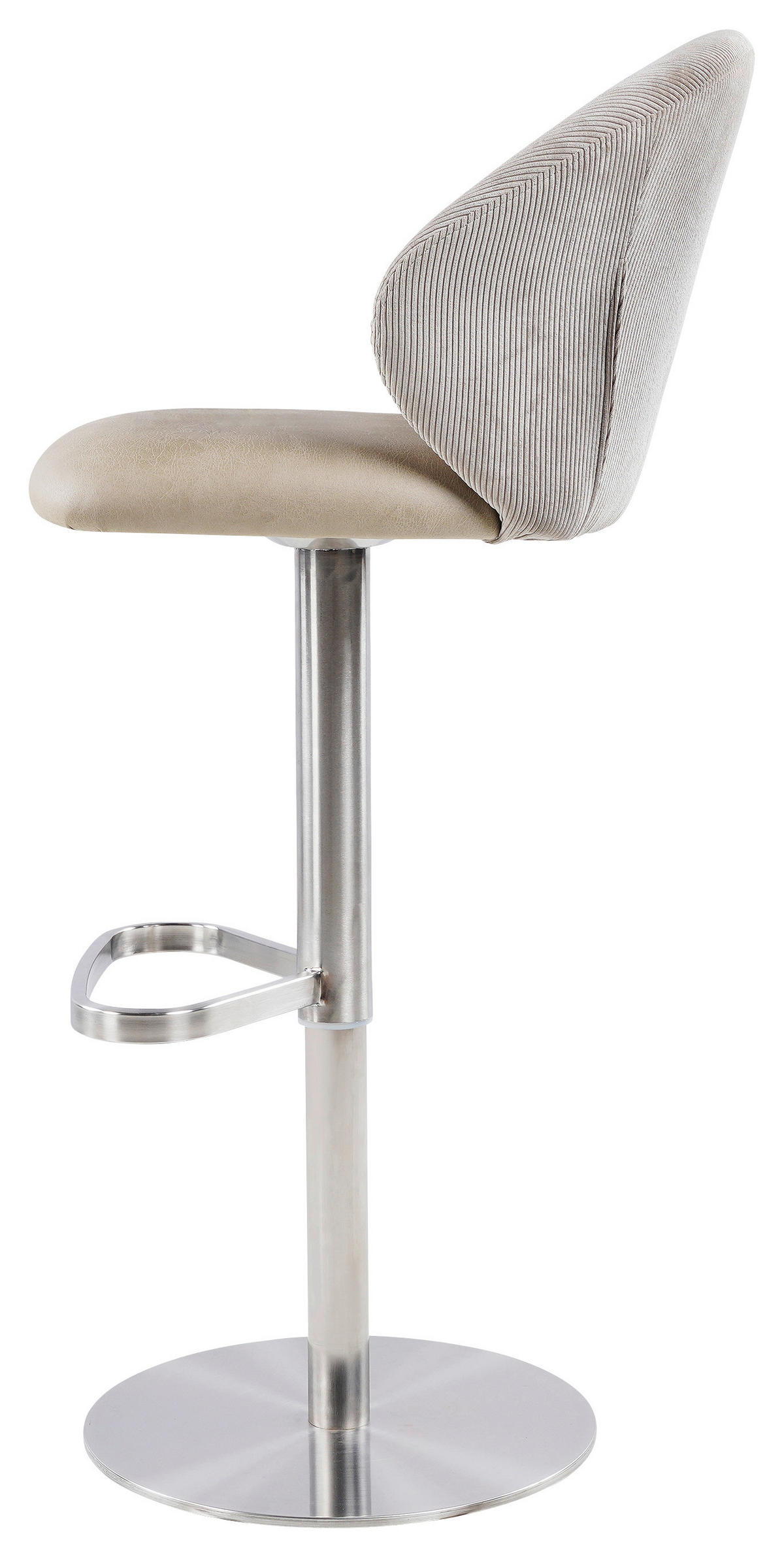 BARHOCKER Struktur Beige Edelstahl Sitzfläche 360° drehbar  - Edelstahlfarben/Beige, MODERN, Textil/Metall (56/85-111/51cm) - MID.YOU