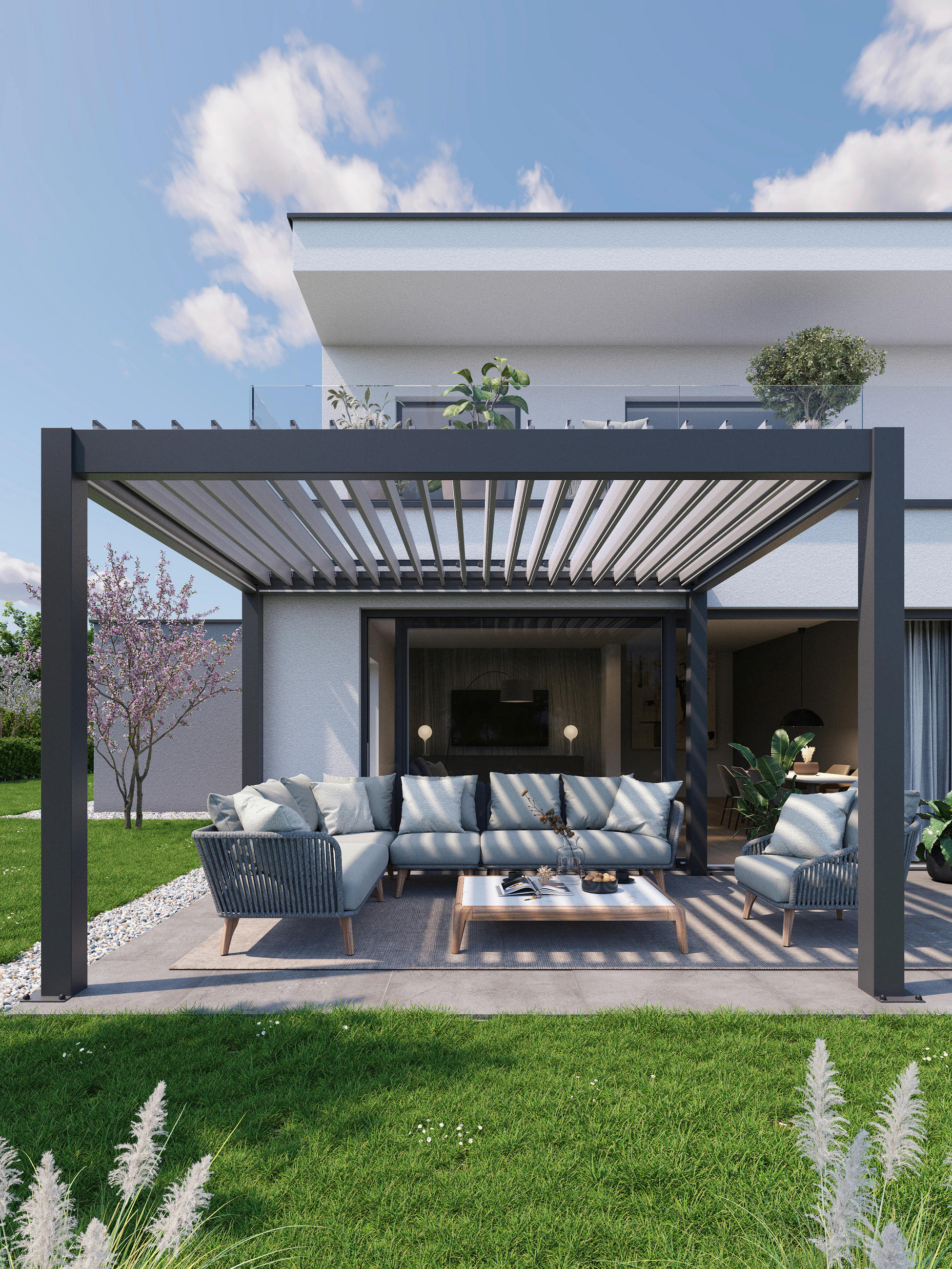 PAVILLON - Dunkelgrau/Silberfarben, Design, Metall (404,5/264/312cm) - Biohort