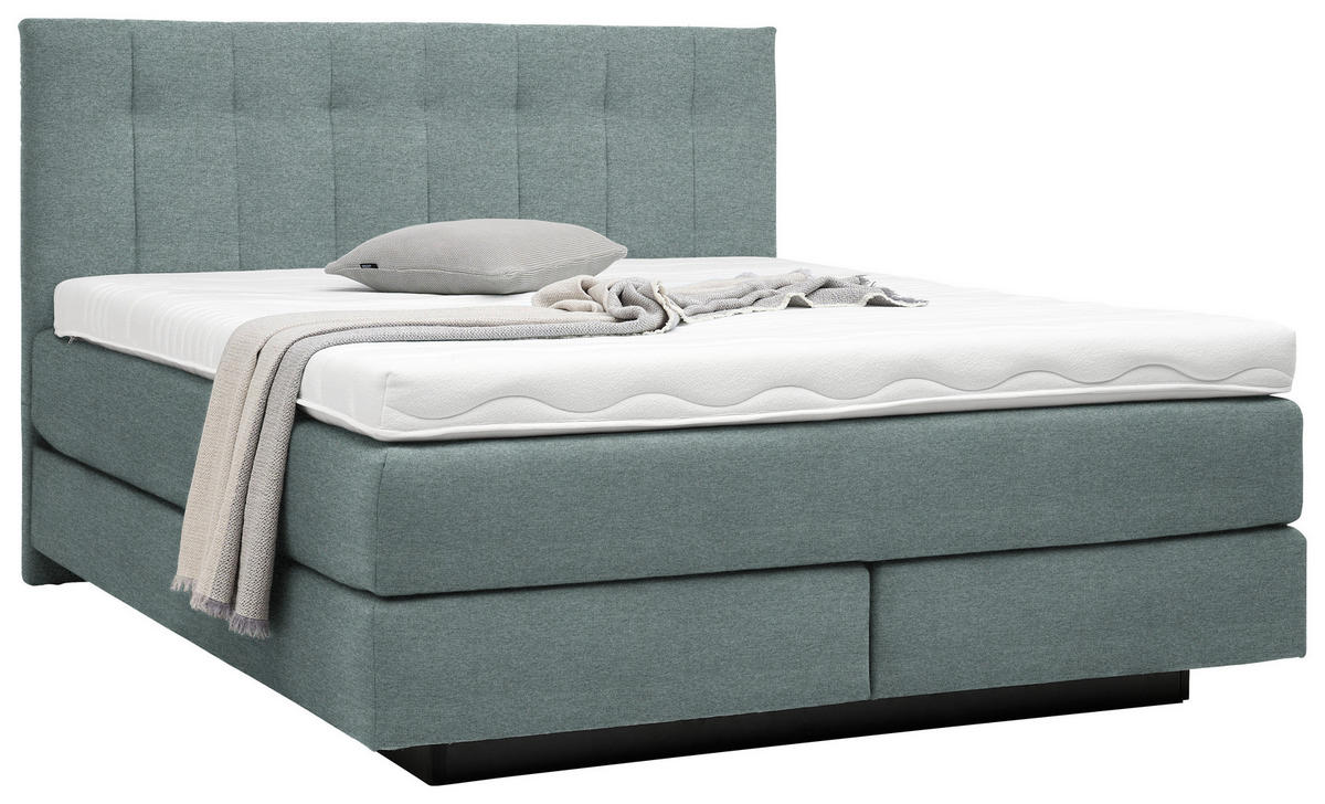 BOXSPRINGBETT 180/200 cm  in Hellgrau  - Hellgrau/Schwarz, Design, Holzwerkstoff/Kunststoff (180/200cm) - Beldomo - Sleep