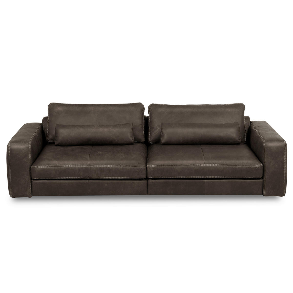 3-SITZER-SOFA  in Echtleder Fango   - Fango/Beige, Design, Leder/Kunststoff (300/85/123cm) - Livetastic