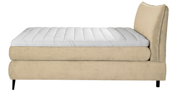 BOXSPRINGBETT 160/200 cm,  in Beige, gepolstertes Kopfteil, Topper, Matratzen, H3 + H4 = fest + sehr fest  - Beige/Schwarz, Trend, Holz/Textil (160/200cm) - Esposa