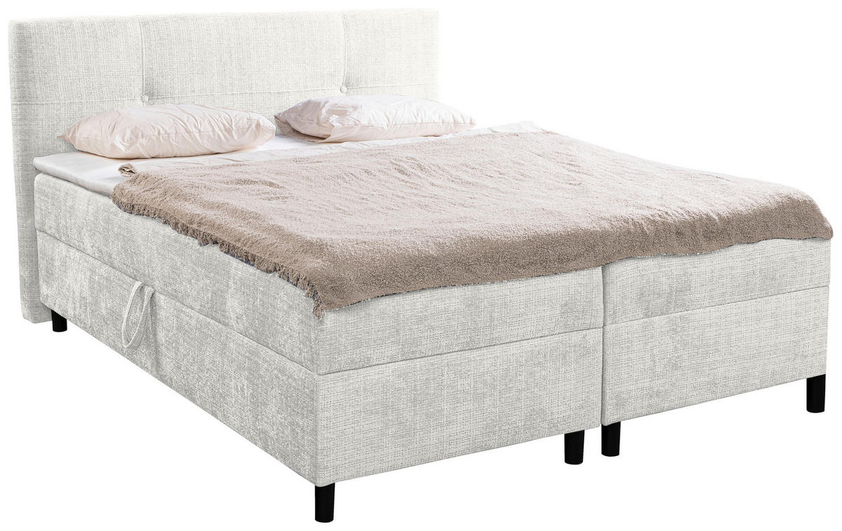 BOXBETT 180/200 cm  in Creme  - Creme/Schwarz, MODERN, Holz/Kunststoff (180/200cm) - MID.YOU