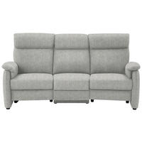 TRAPEZSOFA in Flachgewebe Silberfarben  - Silberfarben/Schwarz, Konventionell, Textil/Metall (219/107/97cm) - Pure Home Comfort