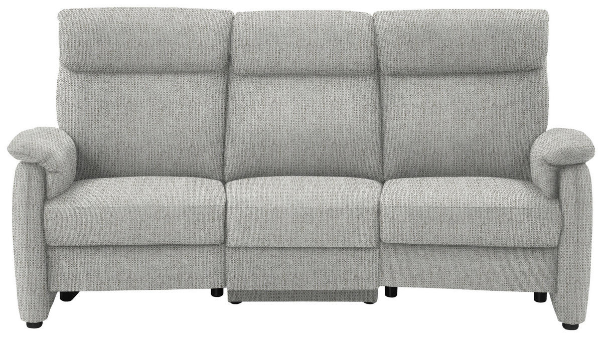 TRAPEZSOFA in Flachgewebe Silberfarben  - Silberfarben/Schwarz, Konventionell, Textil/Metall (219/107/97cm) - Pure Home Comfort