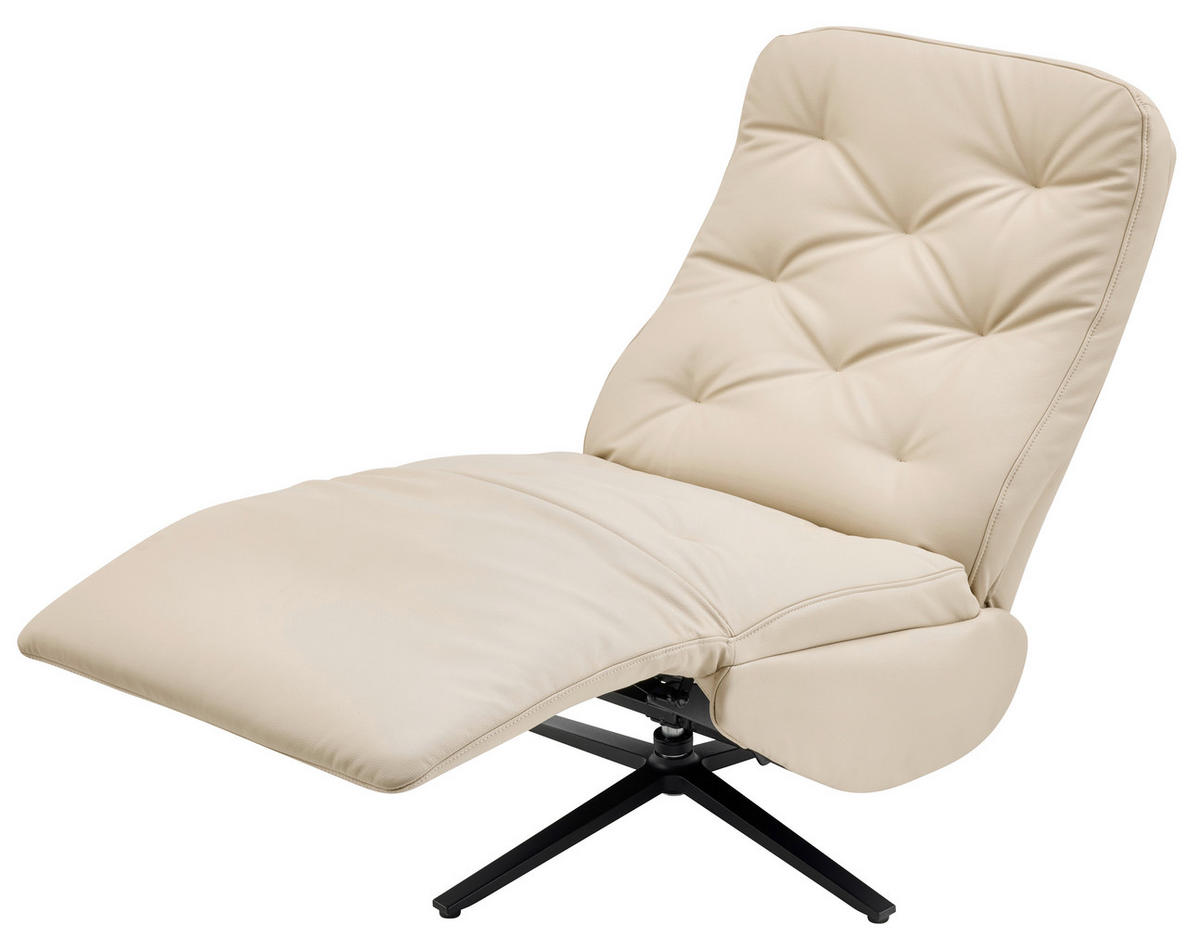 RELAXSESSEL Webstoff Relaxfunktion, Fußteilverstellung    - Creme/Schwarz, Design, Textil/Metall (68/113/84cm) - Livetastic