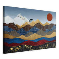LEINWANDBILD Landschaft & Natur, Abstraktes, Berge, Strukturen 90/60/1,2 cm  - Blau/Multicolor, Basics, Holz/Textil (90/60/1,2cm) - artgeist