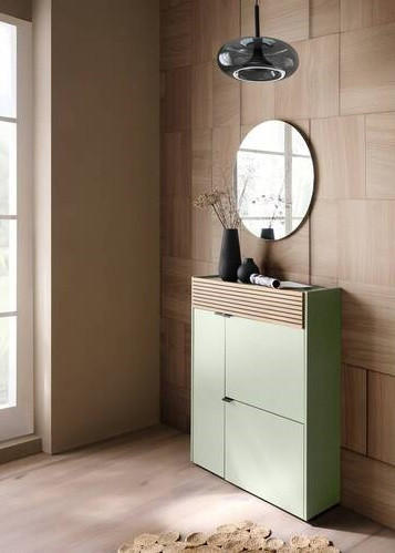 GARDEROBE 2-teilig  in 83/200/22 cm  - Eichefarben/Grün, Design, Glas/Holzwerkstoff (83/200/22cm) - Voleo