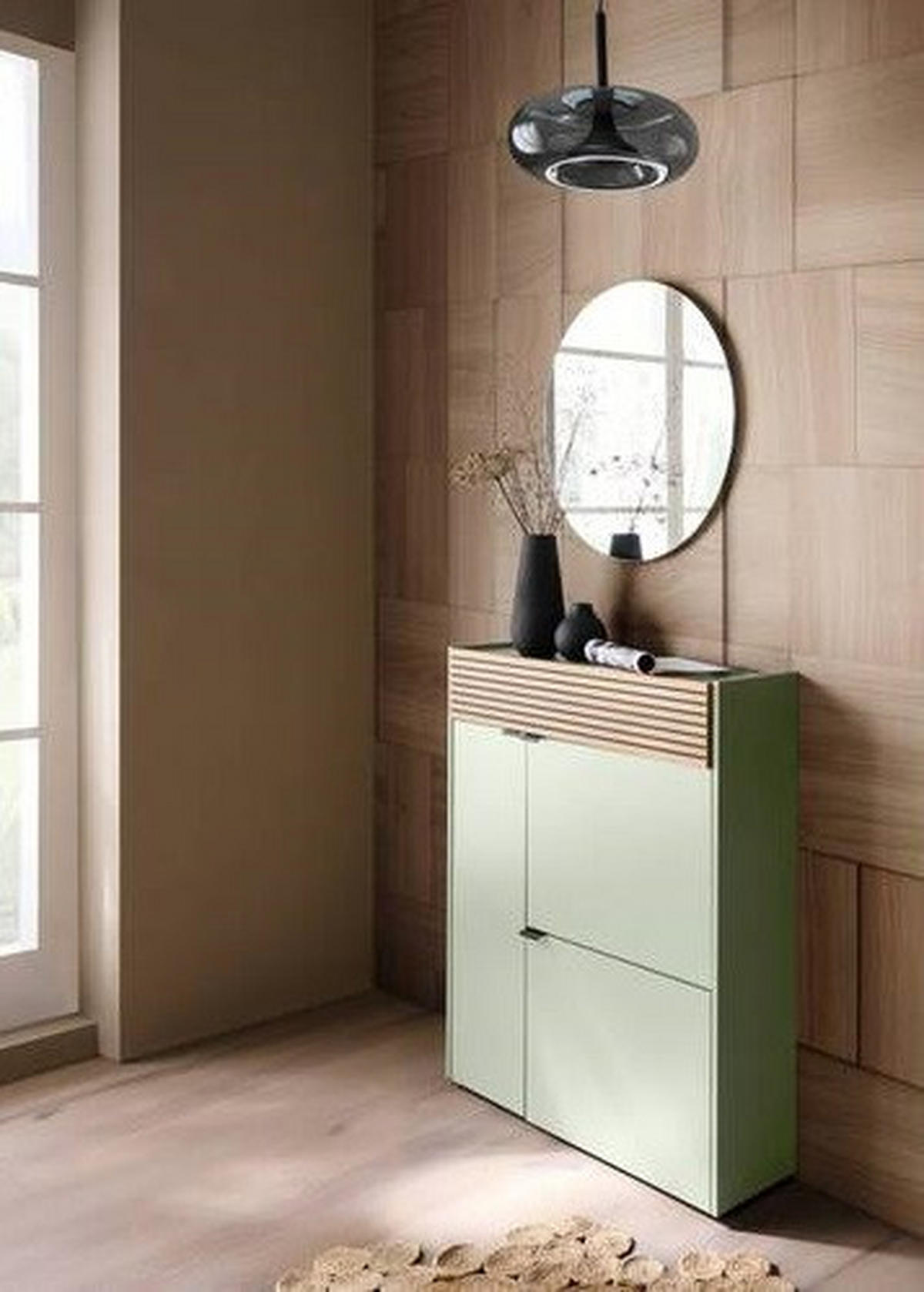 GARDEROBE 2-teilig  in 83/200/22 cm  - Eichefarben/Grün, Design, Glas/Holzwerkstoff (83/200/22cm) - Voleo