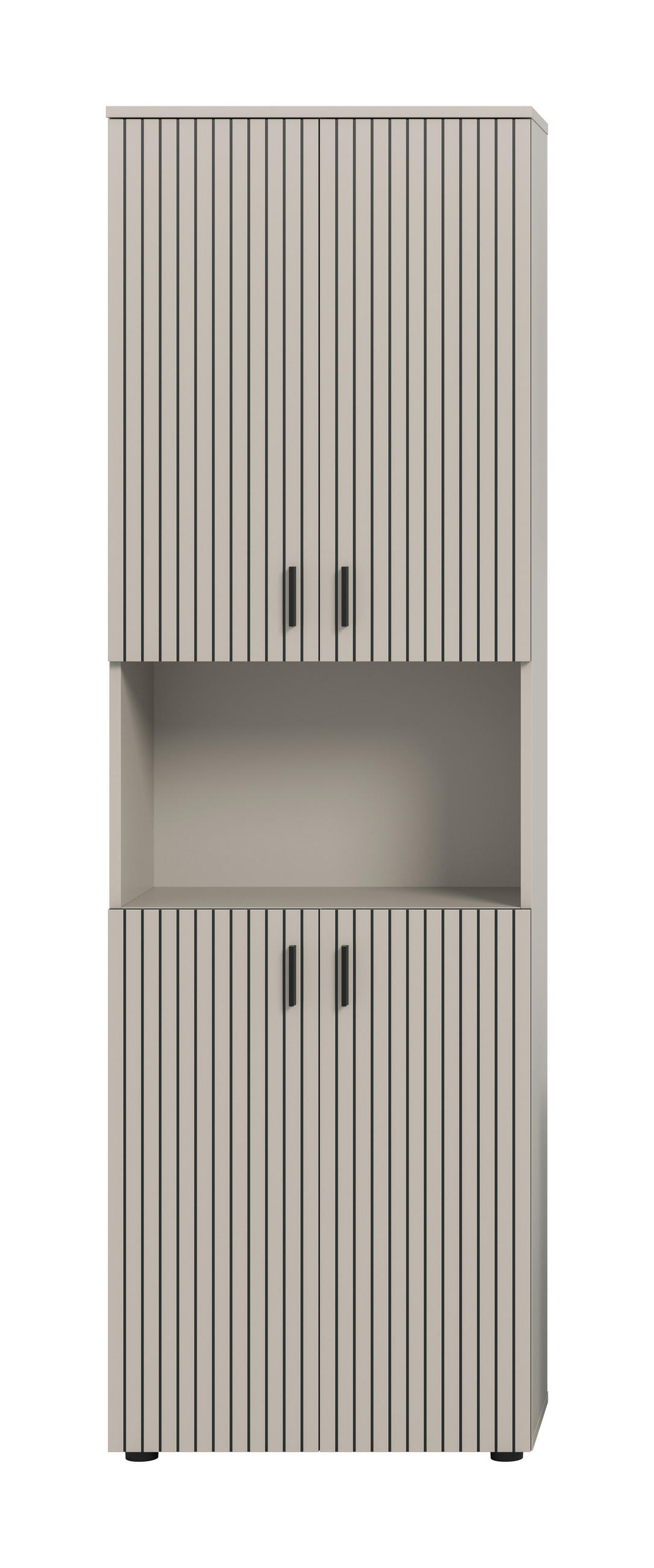 HOCHSCHRANK 60/192/30 cm  - Kaschmir/Schwarz, Trend, Holzwerkstoff/Kunststoff (60/192/30cm) - MID.YOU