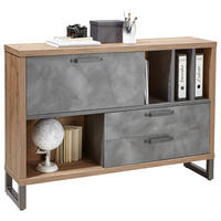 Comodă 140/97/35 cm  - culoare lemn stejar/gri, Trend, metal/material pe bază de lemn (140/97/35cm) - Stylife