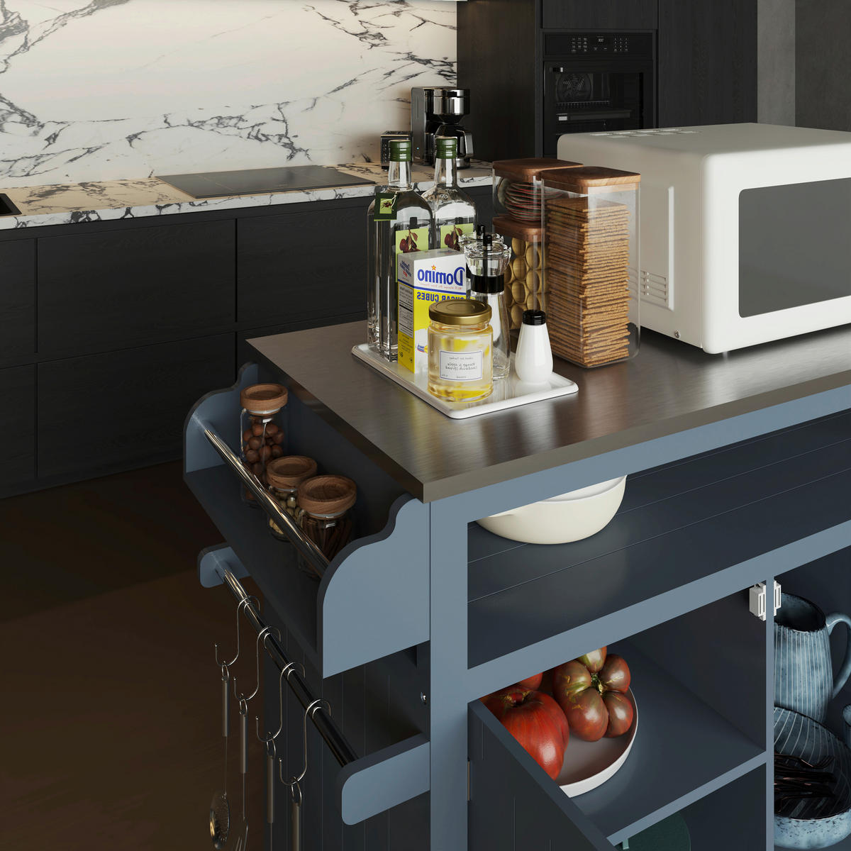 KÜCHENINSEL   in Grau, Edelstahlfarben  - Edelstahlfarben/Silberfarben, Basics, Holzwerkstoff/Metall (110/127/89/53cm) - MID.YOU