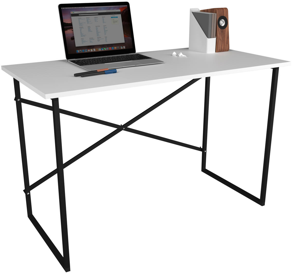 SCHREIBTISCH 90/50/75 cm  in Weiss  - Weiss/Schwarz, Design, Holzwerkstoff/Metall (90/50/75cm) - MID.YOU