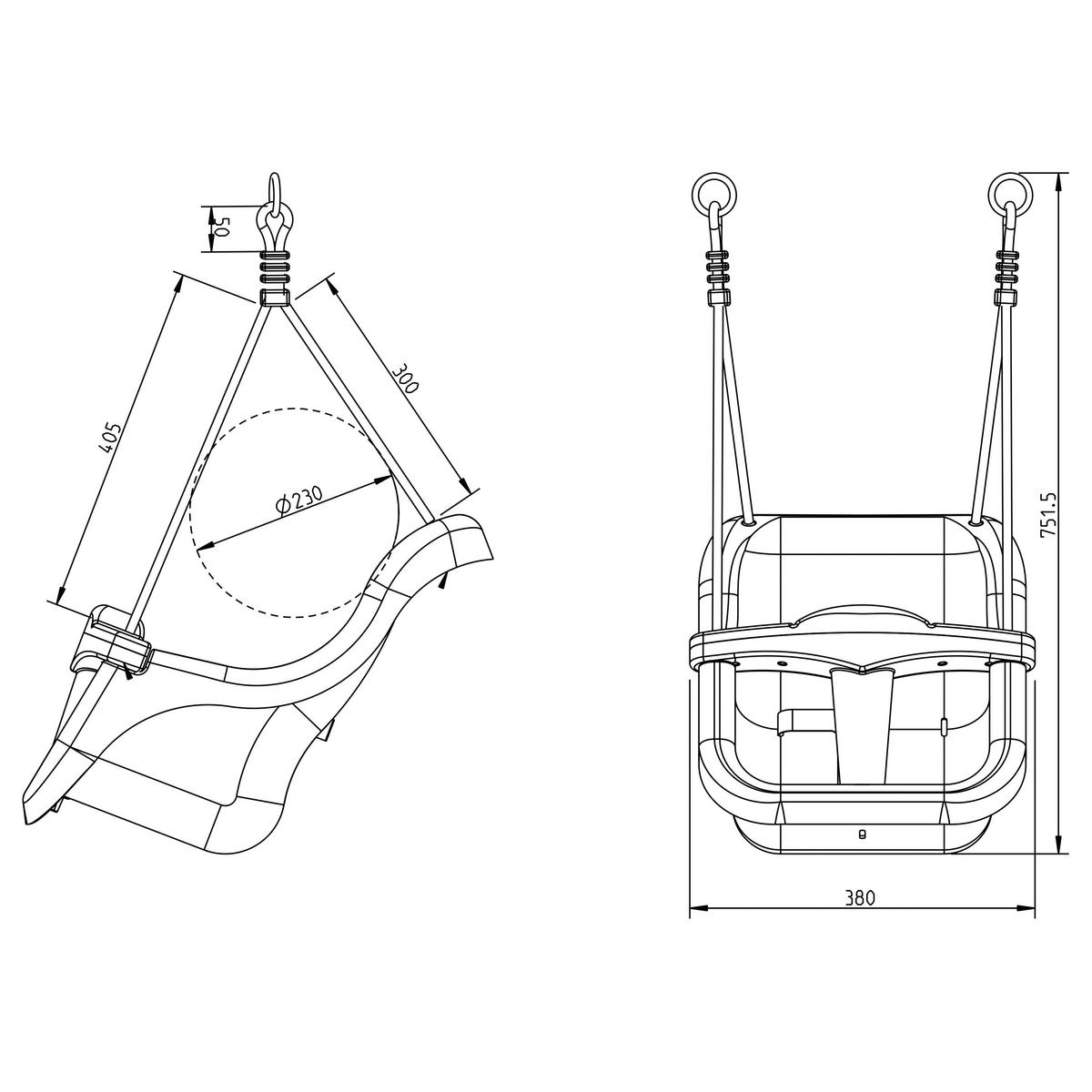 GUNGA - vit/grå, Klassisk, trä/plast (120/134/103cm)