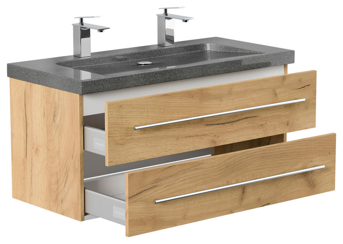 WASCHTISCHKOMBI 100 cm  - Eichefarben, Basics, Holzwerkstoff/Stein (100cm) - MID.YOU