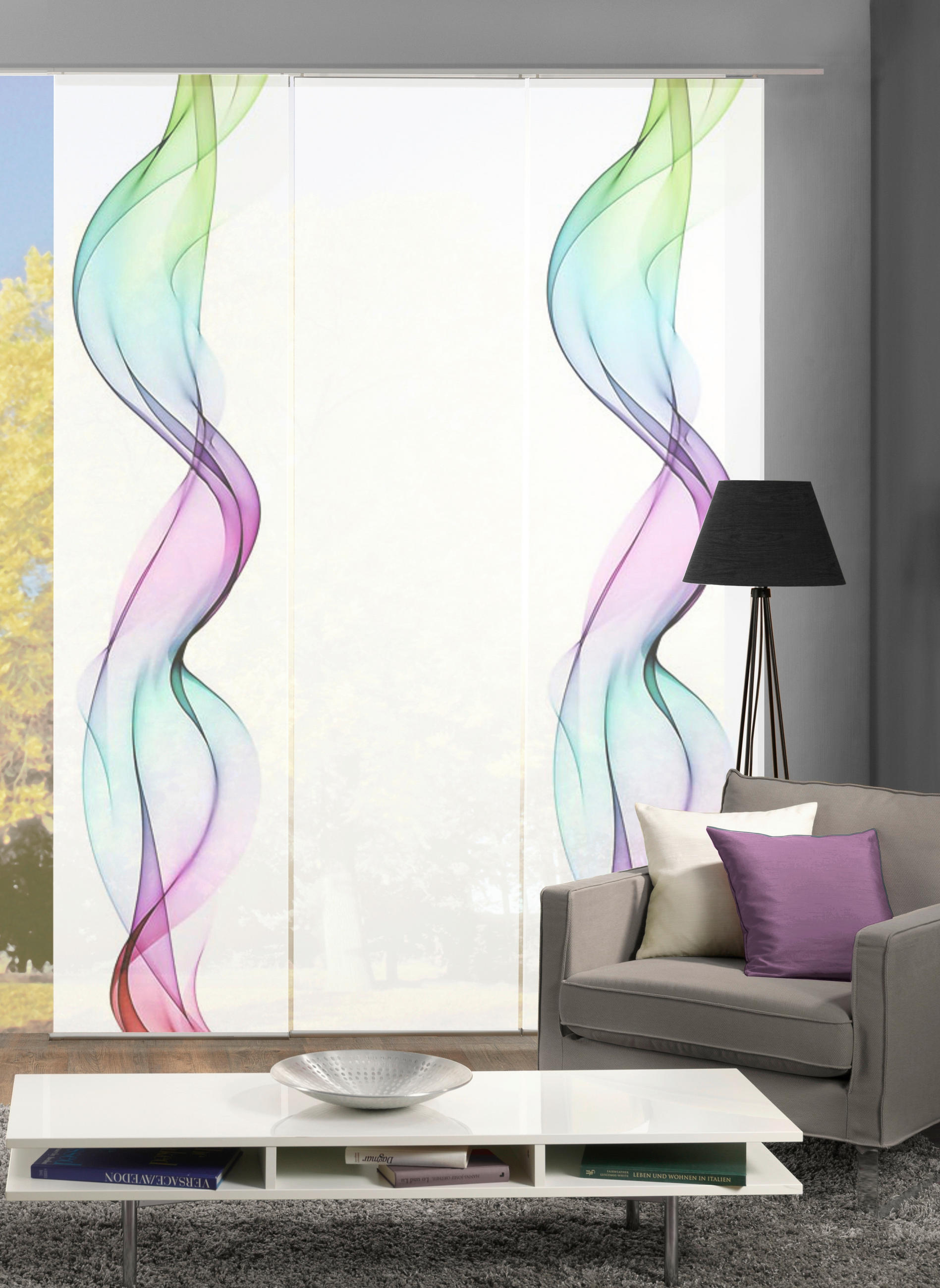 FLÄCHENVORHANG in Multicolor halbtransparent - Multicolor, Design, Textil (3x60/245cm)