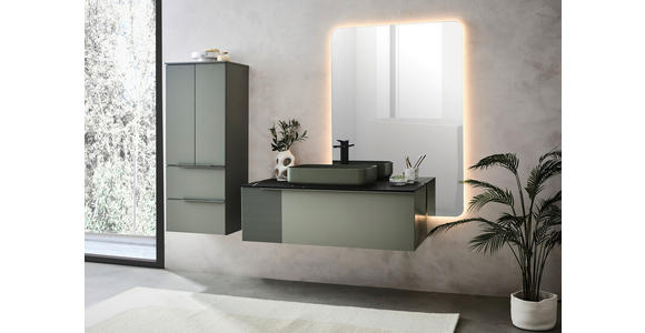 MIDISCHRANK 50/125/37 cm  - Schwarz/Hellgrün, KONVENTIONELL, Glas/Holzwerkstoff (50/125/37cm) - Dieter Knoll