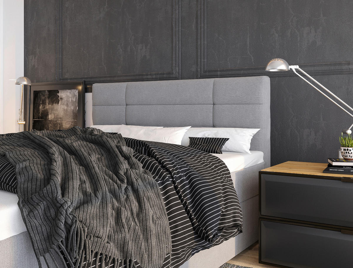BOXBETT 140/200 cm  in Grau  - Schwarz/Kieferfarben, KONVENTIONELL, Holz/Kunststoff (140/200cm) - Boxxx