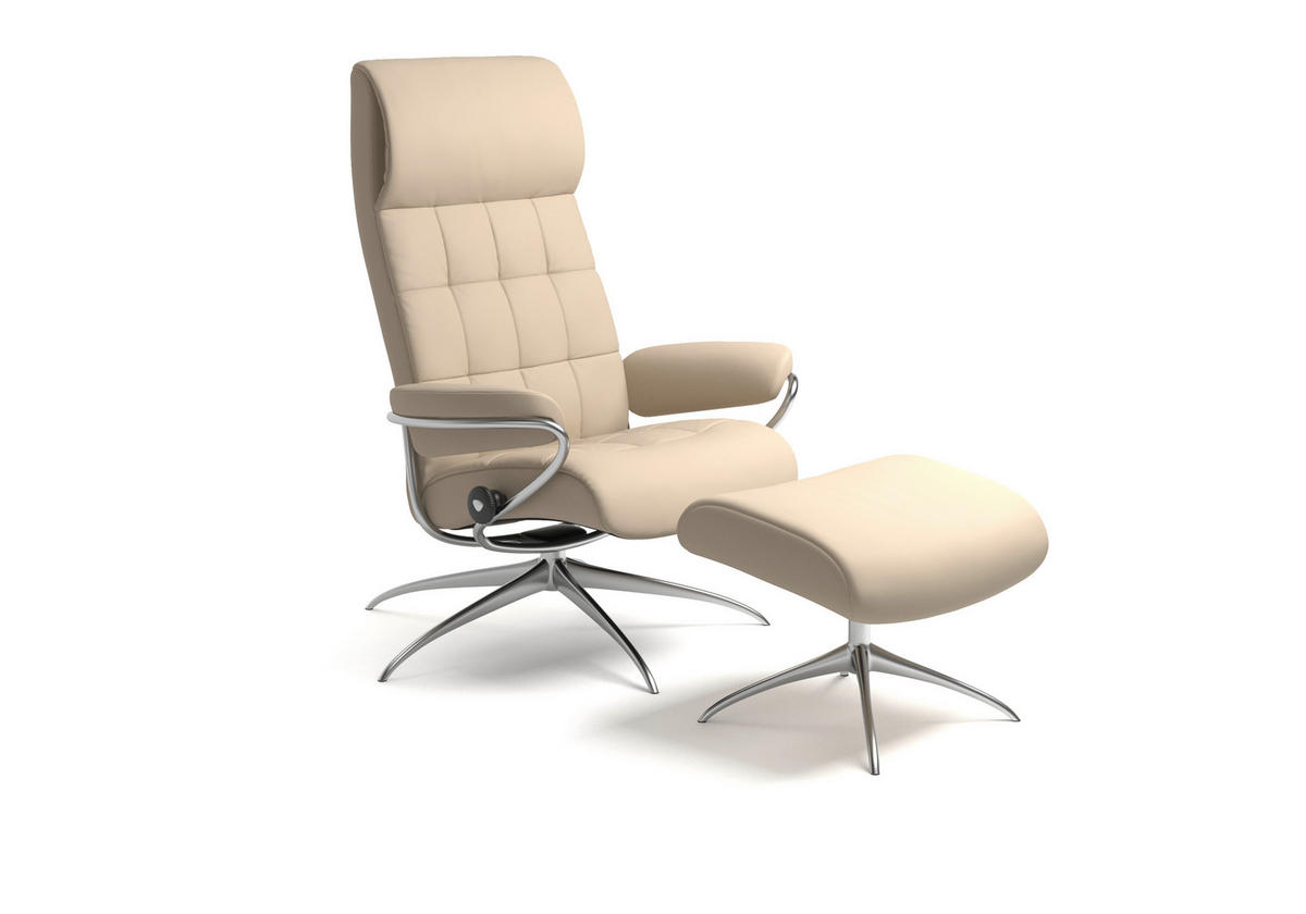 RELAXSESSELSET in Metall, Leder Creme  - Creme, Design, Leder/Metall (80/115/74cm) - Stressless