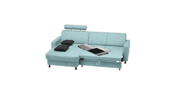 ECKSOFA in Webstoff Türkis 165/257 cm - Türkis/Schwarz, Design, Kunststoff/Textil (165/257cm) - Xora