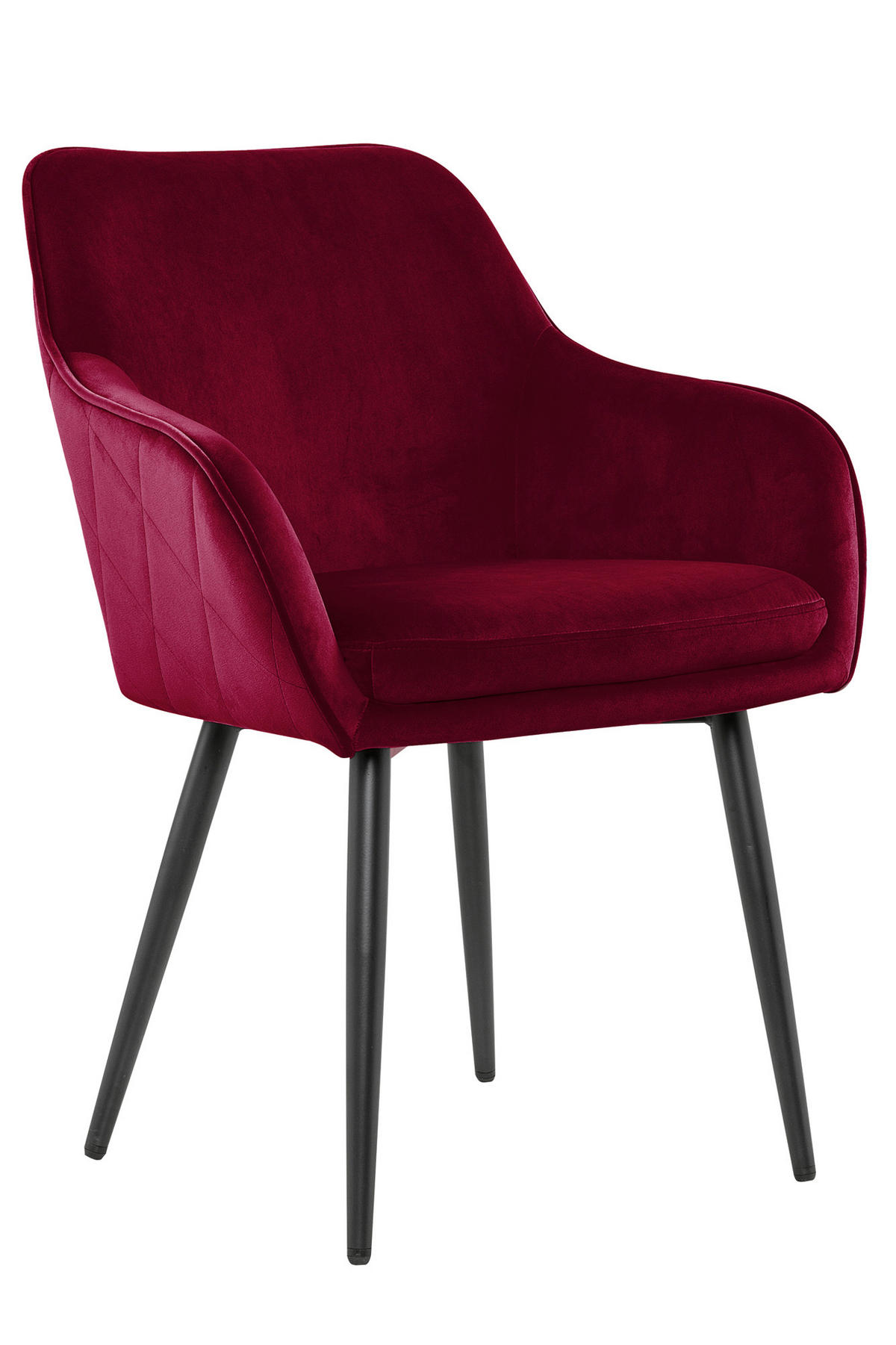 ARMLEHNSTUHL   Samt  - Rot/Schwarz, MODERN, Textil/Metall (61/85/60cm) - Livetastic