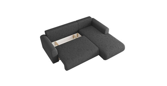 ECKSOFA inkl. Funktionen Dunkelgrau Cord  - Dunkelgrau/Schwarz, KONVENTIONELL, Kunststoff/Textil (260/200cm) - Xora