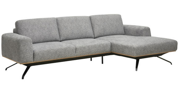 ECKSOFA in Struktur Grau 262/157 cm - Schwarz/Grau, Design, Textil/Metall (262/157cm) - Novel