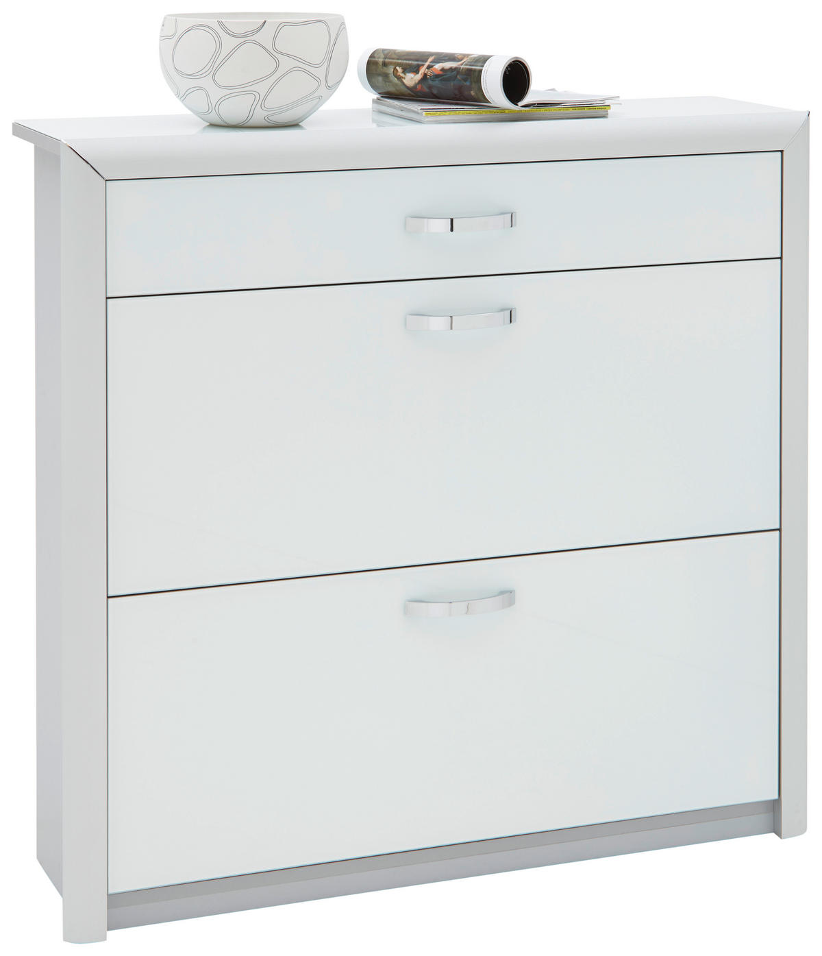 ORMAR ZA OBUĆU  bijela, boje aluminija  metal, staklo     - bijela/boje kroma, Design, staklo/drvni materijal (109/103/32cm) - Dieter Knoll